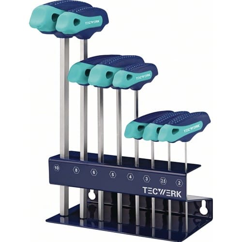TECWERK Stiftschlüsselsatz 8-tlg.SW 2-10 m.Quergr.im Werkbankständer TECWERK