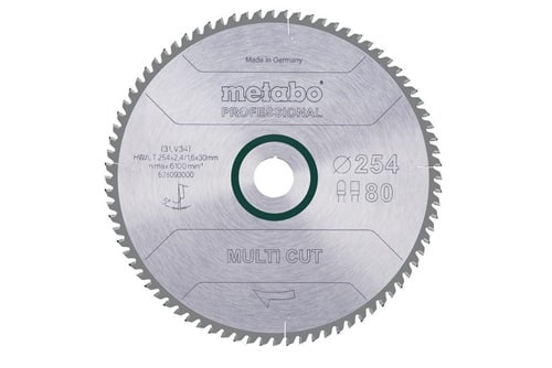 METABO Kreissägeblatt multi cut professional HW/CT D254xB2,4x30mm 80Z. Flach-Trapezzahn