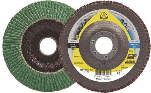 KLINGSPOR Fächerscheibe SMT 976 D.125mm K.60mm gewölbt 6Grad VA keramischer Korund