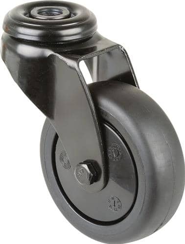 BS ROLLEN Lenkrolle D.75mm Trgf.75kg m.Rückenloch Ku.Kugell.Gum.schwarz BS ROLLEN