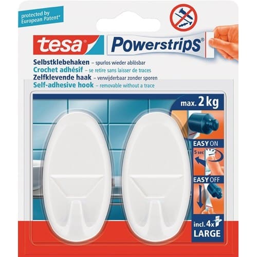 TESA Deko Hak.Powerstrips® Hak.LARGE 58013 Gr.L (70x37 mm) ov.weiß