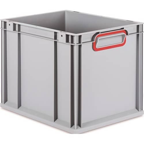 ALLIT Transportstapelbehälter L400xB300xH320mm grau PP geschlossener Griff rot