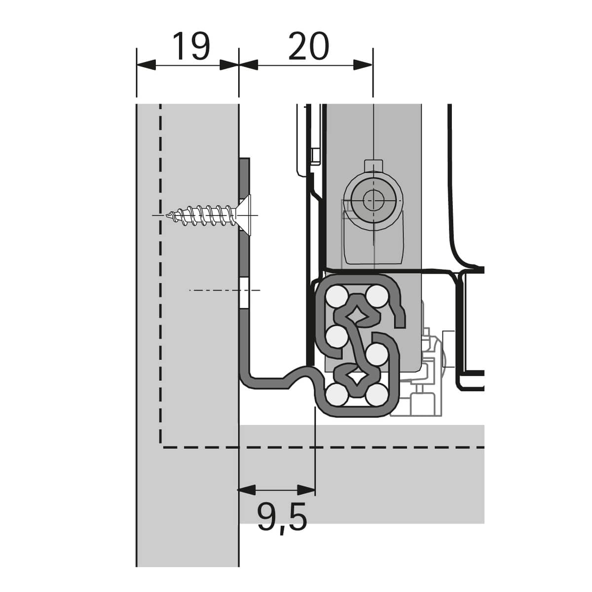 HETTICH Quadro V6 Silent System, 470 mm, EB 9,5 mm, links und rechts, 9307653