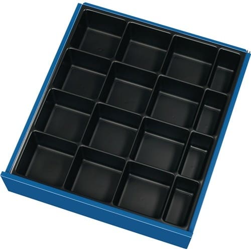 TECWERK Schubladenunterteilungsmaterial Front 60-90mm Kleinteileeinsatz 16Mulden TECWERK