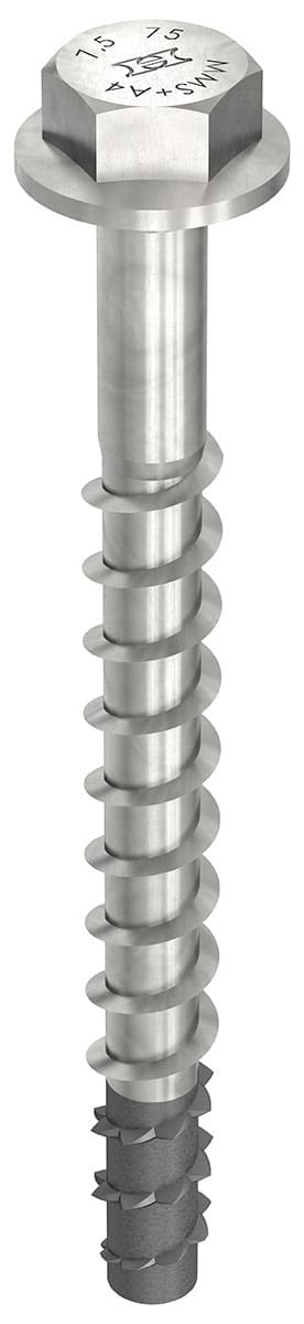 HECO MULTI-MONTI-plus SS A4 7,5 x 65, Sechskantkopf mit angepresster Scheibe, Sechskantkopf, blank, Spitze phosphatiert