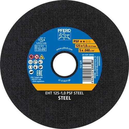 PFERD TOOLS Trennscheibe PSF STEEL D125x1mm ger.STA Bohr.22,23mm PFERD