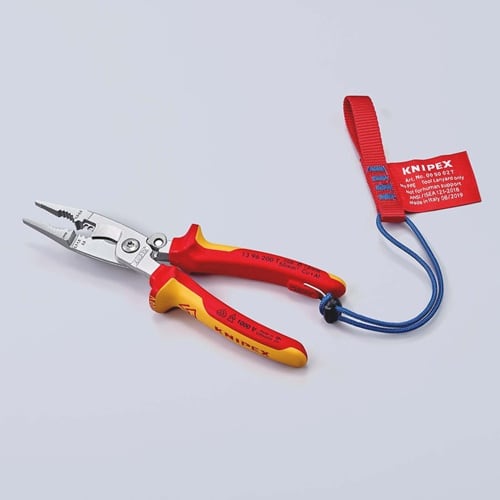 KNIPEX Elektroinstallationszange L.200mm VDE verchr.Mehrkomp.-Hüllen m.Öffnungsf.KNIPEX