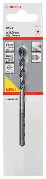 BOSCH Betonbohrer CYL-5, Blue Granite, 6,5 x 50 x 100 mm