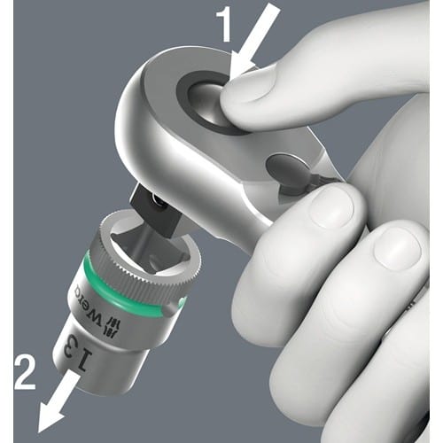 WERA D.-Knarre Zyklop Metal push 3/8 Zoll 38 Z.L.222mm
