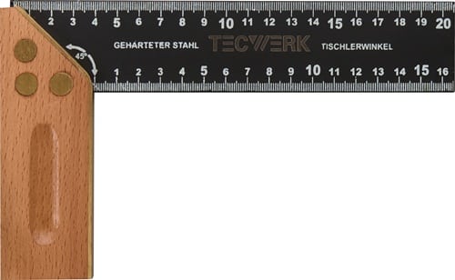 TECWERK Schreinerwinkel Schenkel-L.400mm m.Gehrung Kurzer Schenkel 200mm TECWERK