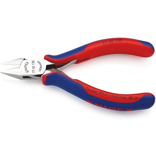 KNIPEX Elektronikseitenschneider L.130mm Form 4 Facette nein 2K-Hülle spiegelpol.KNIPEX