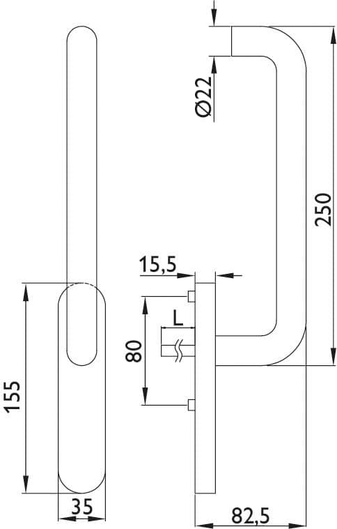 HERMAT Handhebel BASIC 01 1801.N.HSG, Edelstahl