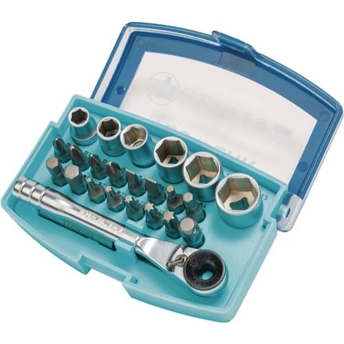 TECWERK Bit-/Steckschlüsselset 24-tlg.Schlitz/PH/PZD/T/Knarre/6 Nüsse TECWERK