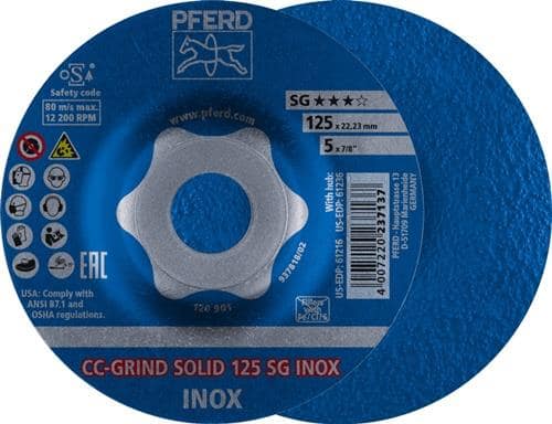 PFERD TOOLS Schleifscheibe CC-GRIND-SOLID SG INOX D125xSmm gekr.INOX PFERD