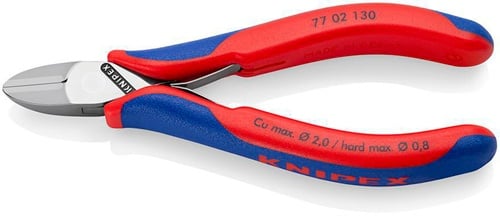 KNIPEX Elektronikseitenschneider L.130mm Form 0 Facette ja 2K-Hülle spiegelpol.KNIPEX