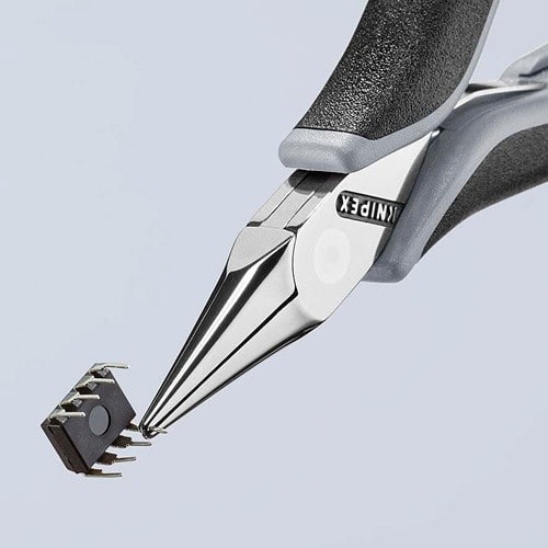 KNIPEX Elektronik-Greifzange Gesamt-L.115mm ESD flachrunde Backen spiegelpol.Form 2