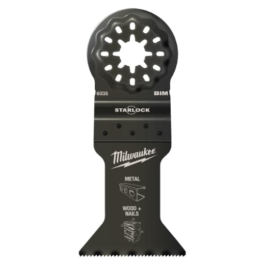 MILWAUKEE 65 x 42 mm Multitool Starlock Bi-Metall Tauchsägeblatt für Schnitte in Holz mit Nägeln