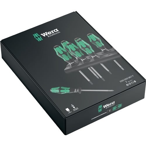 WERA Schraubendrehersatz 334/355/6 6-tlg.Schlitz/PZD 2K-Griff Rundkl.WERA