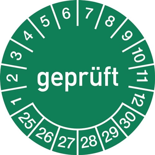 Mehrjahresprüfplakette D.15mm gepr.2025-2030 Folie Btl.a 100 St.