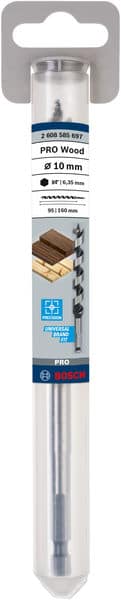 BOSCH Holzschlangenbohrer, Sechskant 10 x 95 x 160 mm, d 6,35 mm