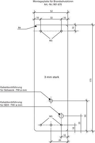 GFS Montagepl.901670 Mont.an Brandschutztüren DIN L/R L175xB52mm GFS
