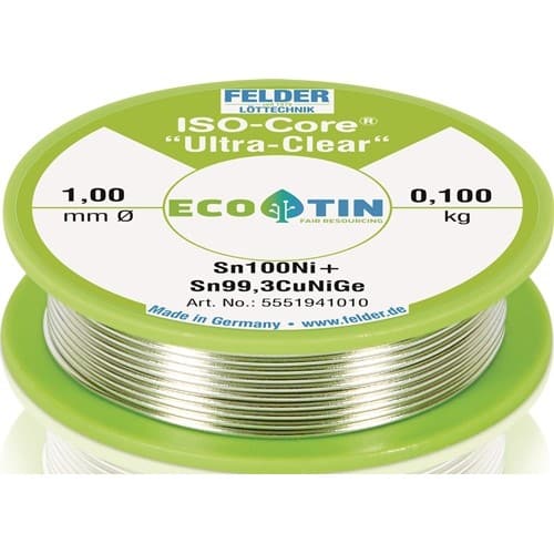 FELDER Lötdraht ISO-Core® UltraClear 1mm 100g Sn100Ni+ FELDER