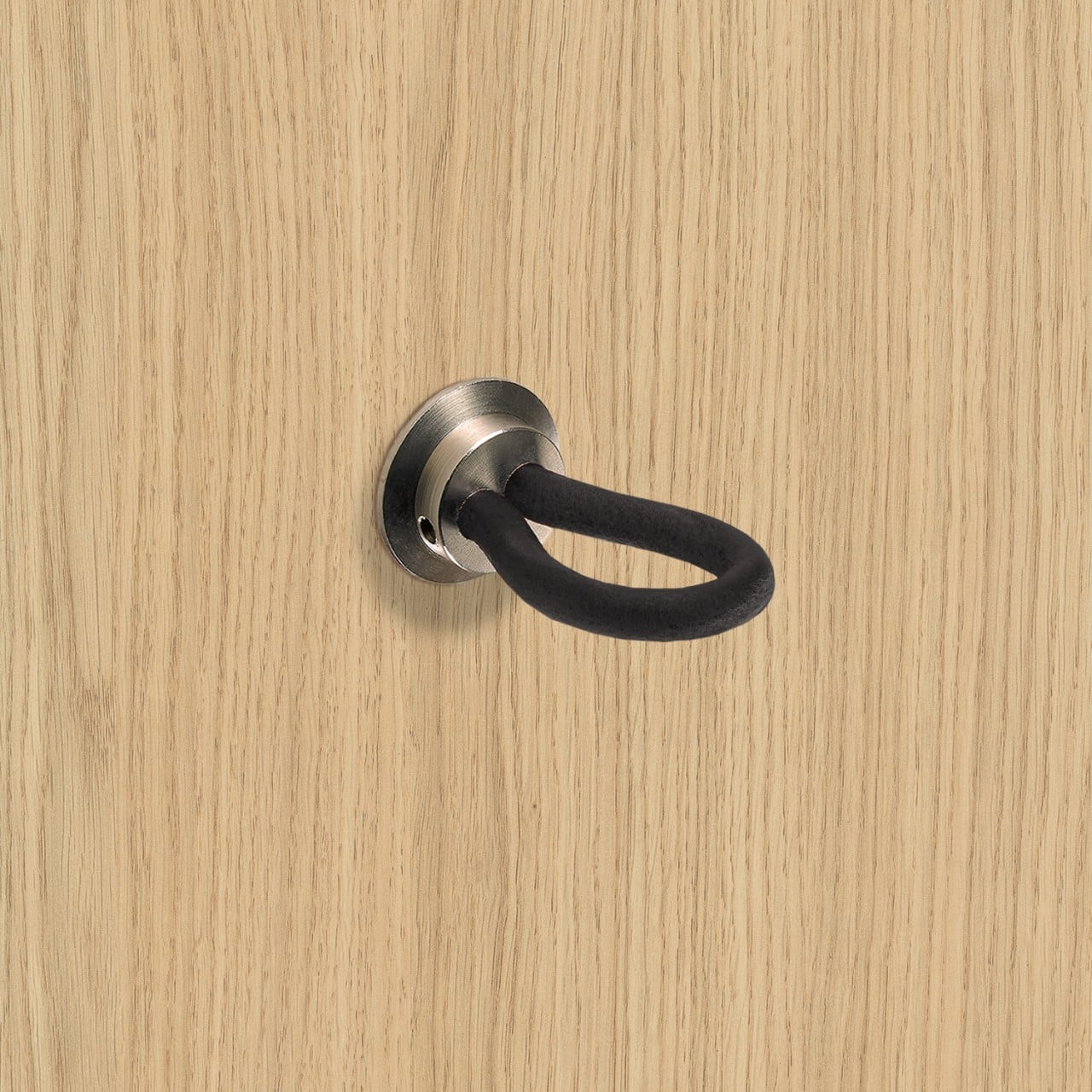 HETTICH Knopf Filaga, L 20 mm, H 32 mm, Leder schwarz / Vernickelt matt, 9113694