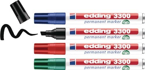 EDDING Permanentmarker-Set 3300 schwarz/rot/blau/grün Strich-B.1-5mm Keilspitze EDDING
