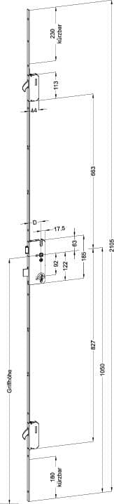 WINKHAUS Mehrfachverriegelung STV F1660 M2, 8/92A, umstellbare Falle, Stahl