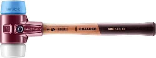 HALDER Schonhammer SIMPLEX L.405mm Kopf-D.60mm weich/mittelh.HO TPE-soft blau/Superpl.