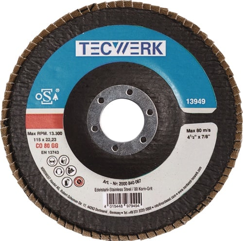 TECWERK Fächerscheibe D.115mm K.120 kon.INOX CO TECWERK