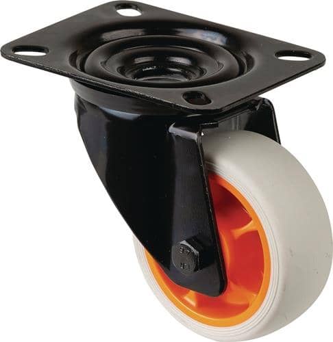BS ROLLEN Lenkrolle D.80mm Trgf.100kg Lenkrollen Gum.Platte L104xB80mm Farbe Rl.hellgrau