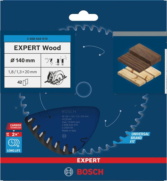BOSCH Kreissägeblatt Expert for Wood, 140 x 20 x 1,8 mm, 42