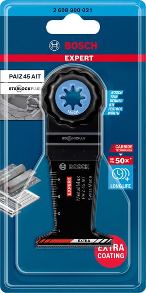 BOSCH EXPERT MetalMax PAIZ 45 AIT Blatt für Multifunktionswerkzeuge, 45 mm. Für oszillierende Multifunktionswerkzeuge