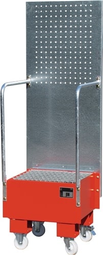 BAUER Auffangwanne Auffangvol.60l L570xB590xH1775mm Stahlbl.m.Giiterrost feuerrot
