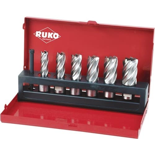 RUKO Kernbohrersatz 7tlg.D.12-14-16-18-20-22mm HSS Blank Schnitt-T.30mm Weldon RUKO