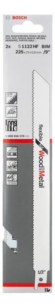 BOSCH Säbelsägeblatt S 1122 HF, Flexible for Wood and Metal, 2er-Pack