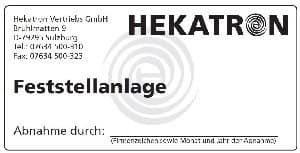 HEKATRON Abnahmeschild FSA
