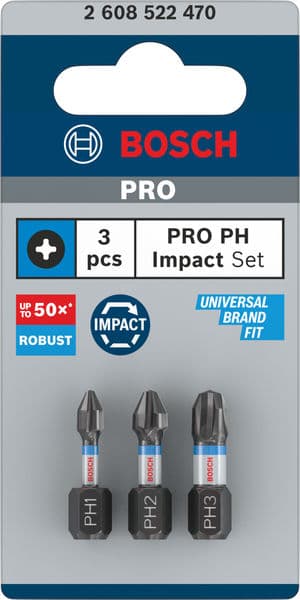 BOSCH Impact Control PH Insert Bits, 3 Stk.