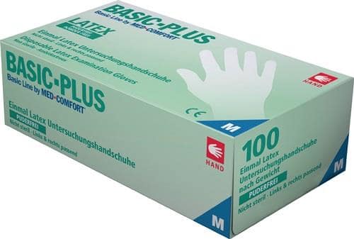 AMPRI Einw.-Handsch.Basic Plus Gr.M hellbeige Latex EN 455 PSA I 100 St./Box AMPRI