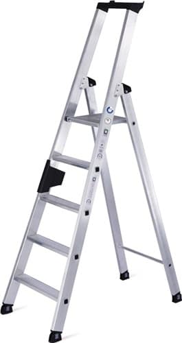 GÜNZBURGER Stufenstehleiter 6 Stufen Alu.Gesamt-H.2050mm m.ergo-pad-Griffzone MUNK