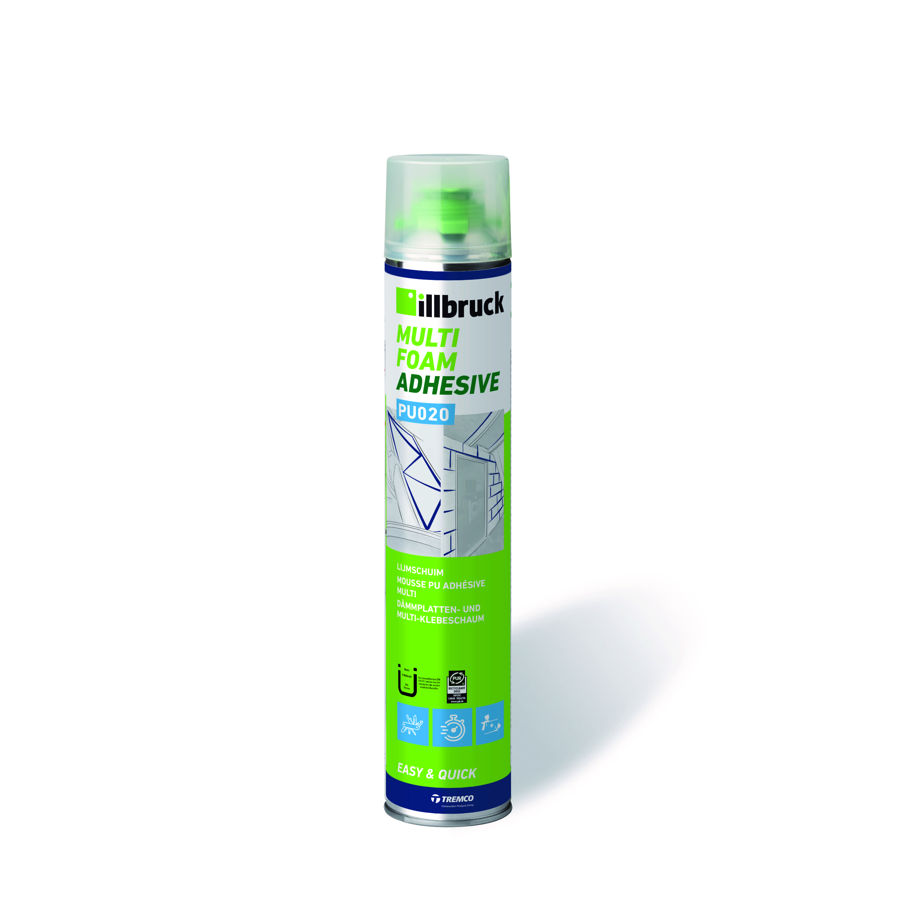 illbruck PU020 Dämmstoffplatten- und Multi-Klebeschaum 750ML NL-FR-DE-EN 12CN/64CS PDR