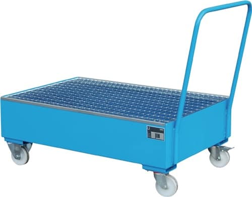 BAUER Auffangwanne Auffangvol.215l L1200xB800xH510mm Stahlbl.m.Gitterrost 2x200l blau