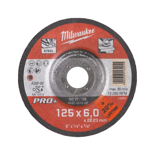 MILWAUKEE SG27 6 mm gekröpft Schruppscheibe PRO+ 125 mm