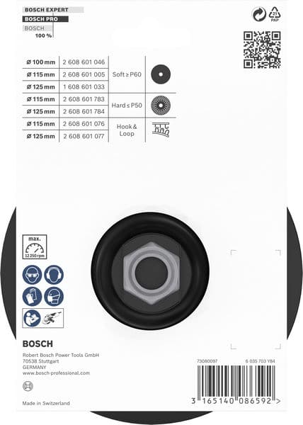 BOSCH Stützteller mit Klettverschluss zum Befestigen von Schleifblättern 125 mm