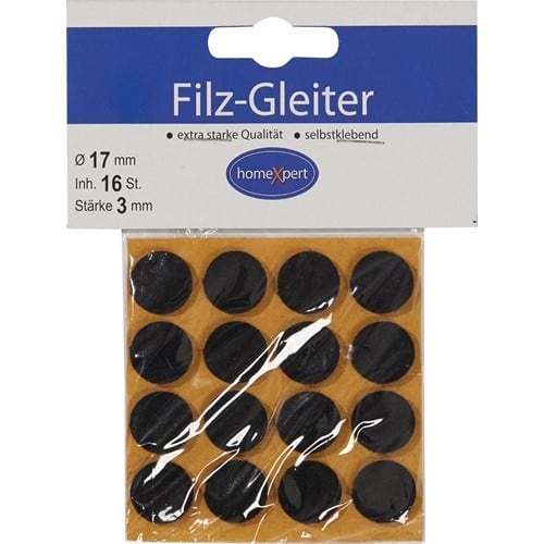 Filzgleiter 17mm Filz braun selbstkl.16 St./SB-Karte
