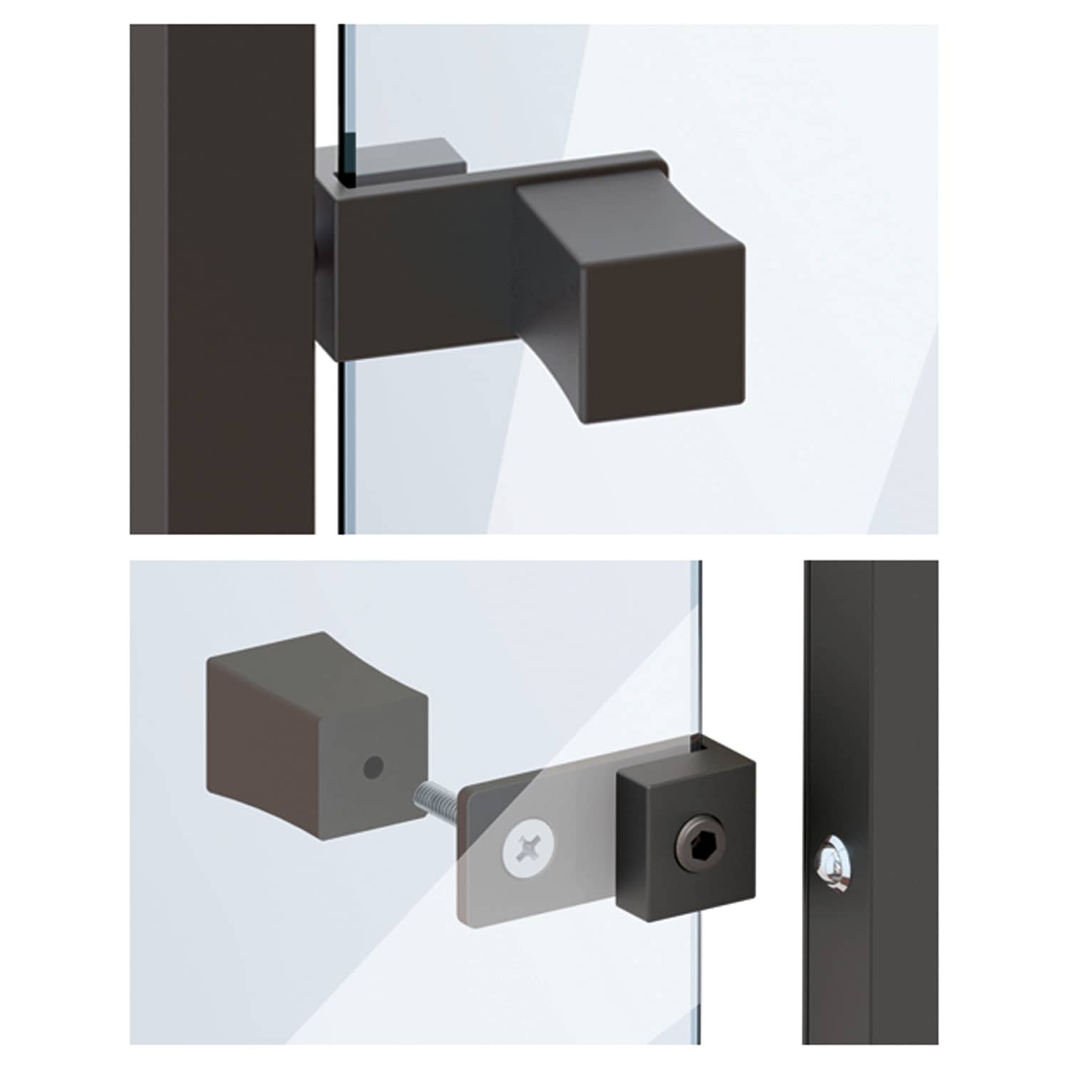 HETTICH Cadro Vitrine Glastür-Adapter für Knöpfe Edelstahl Optik, 9303937