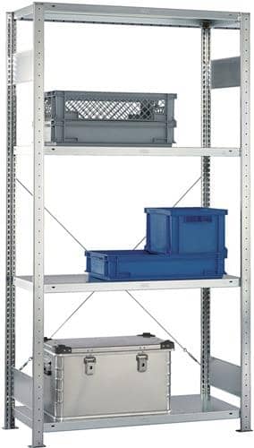 META Steckregal H2000xB1000xT400mm Grundr.verz.2 Rahmen,4 Fbd.Trgf.150kg Feldl.1650kg