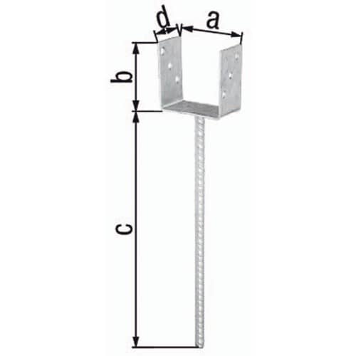 GAH U-Pfostenträger ETA-10/0210 101x100x400x60mm TZN m.ext.langem Betonanker GAH