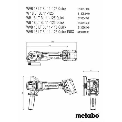 METABO Akku-Winkelschleifer W 18 LT BL 11-125 18 V 125mm 10000min-¹ METABO